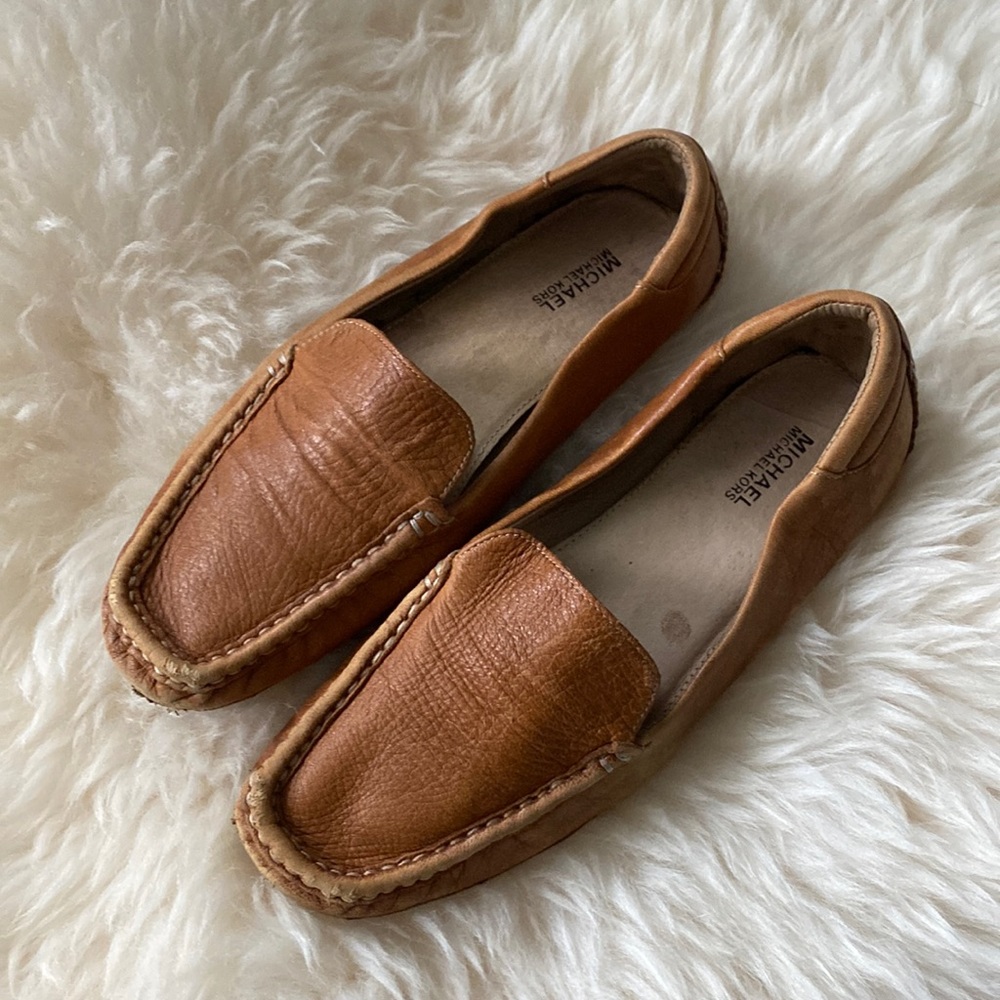 Michael Kors Leather Loafers - 7.5 W - Camel Brown